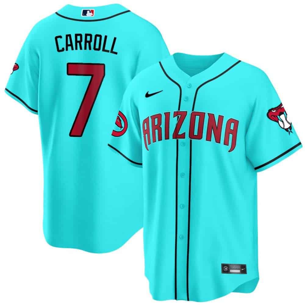 Men Arizona Diamondback #7 Carroll Light Blue 2024 Nike Cool Base MLB Jersey style 1->arizona diamondback->MLB Jersey